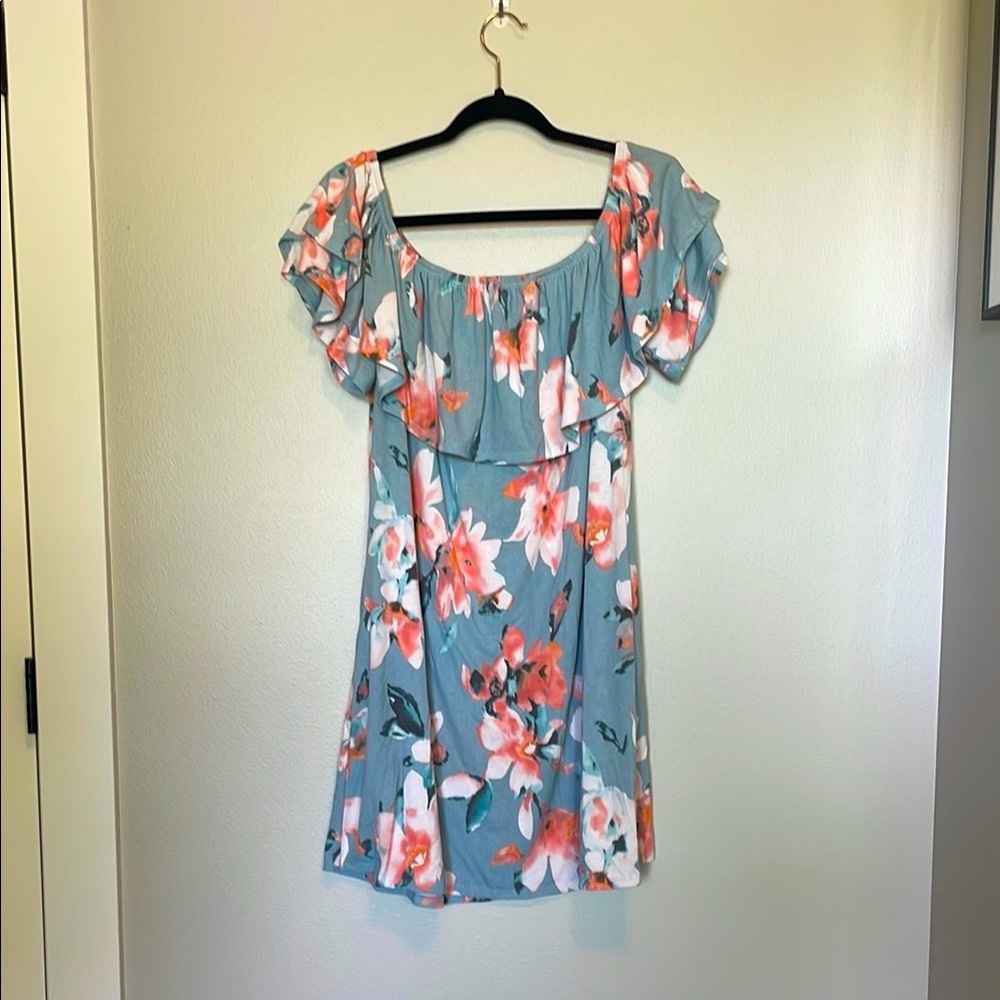 Sweet Lovely By Jen Blue and Pink Ruched Mini Sundress